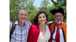 Mark Zitter '80 and Tessa Zitter '21 with Prof. Szegedy-Maszak